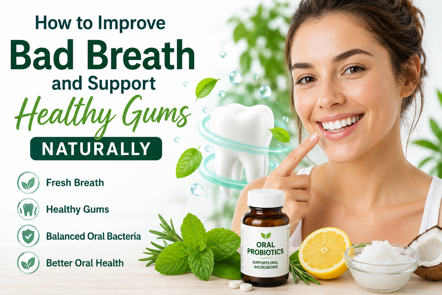 Fresh mint leaves representing fresh breath and healthy gums